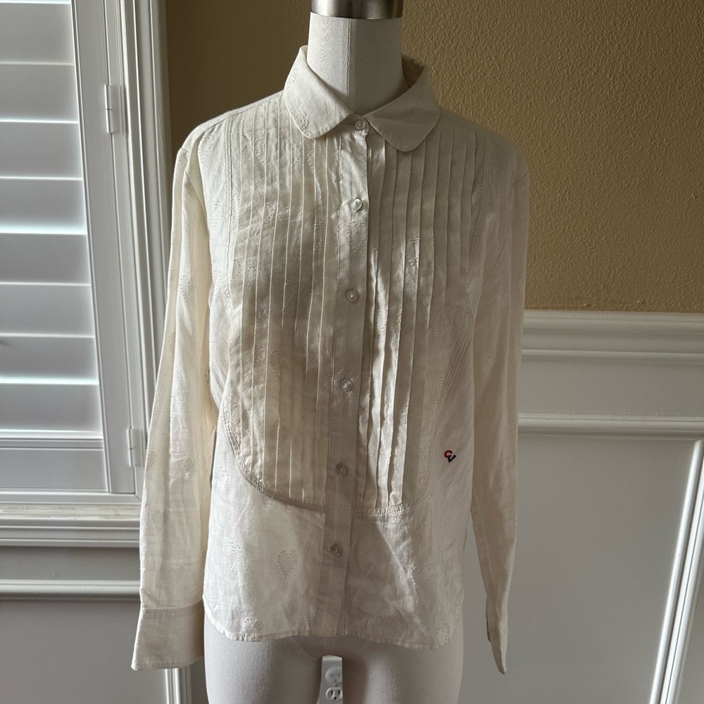 Clare V Heart Print Tuxedo Top